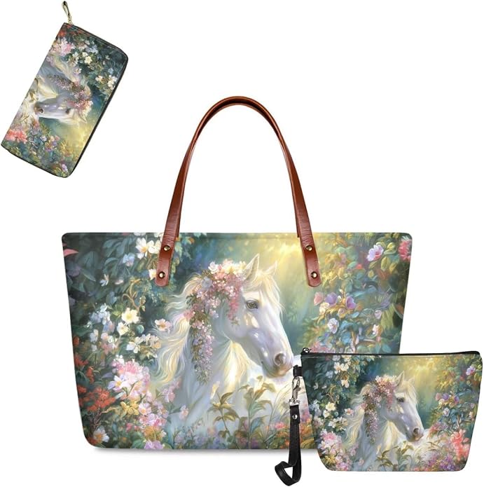 GIFTPUZZ Women Tote Bag Women Wallet Portable Cosmetic Bag for Women Bag Set 3 Pack PU Leather Bags with Zipper - Image 4