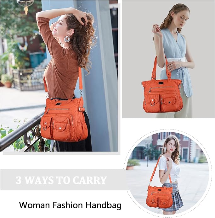 Angelkiss Purses Handbags for Women PU Tote Satchel Bags for Women Pockets Shoulder Bags… | PU - Image 2