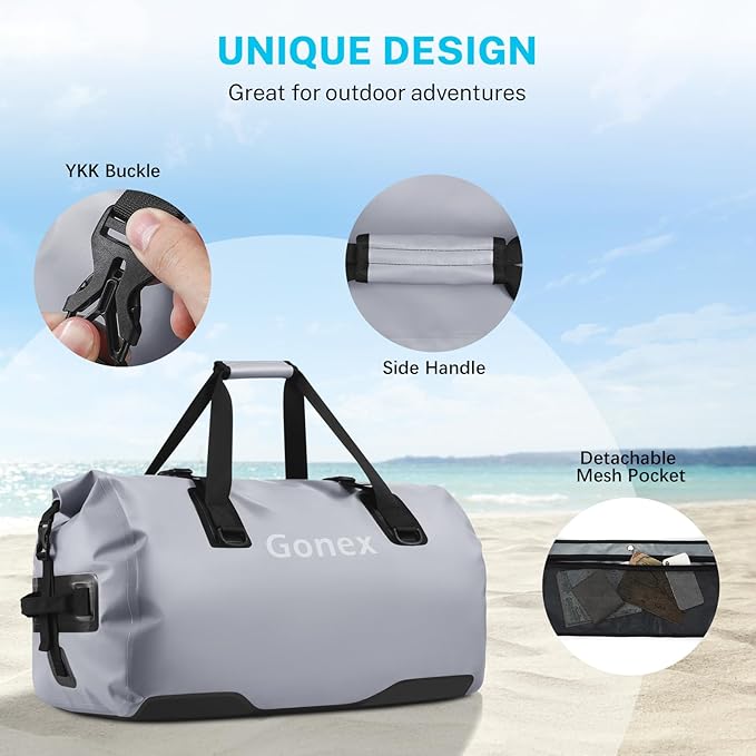 Gonex Extra Large Waterproof Dry Duffel Bag, Roll-Top PVC Gear Bag | Waterproof PVC, Roll-Top Closure, Wet Pocket, Shoulder & Hand Carry, Kayaking, Paddleboarding, Travel - Image 4