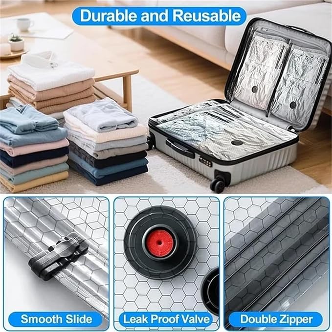 Rhona Travelvac Pro, Rhona Travel Vac Pro, Vacuum Storage Bags With Electric Pump For Travel, Space Saver Bags For Clothes, Blankets, Bedding, And Seasonal Home Organization (9 Bags + Pump) - Image 3