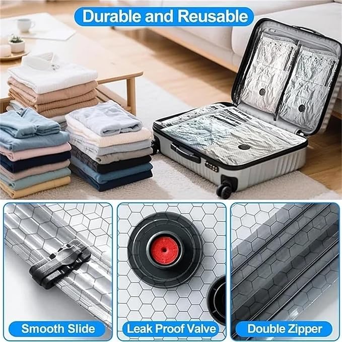 Travel Vac Pro, Vacuum Storage Bags With Electric Pump For Travel, Space Saver Bags For Clothes, Blankets, Bedding, And Seasonal Home Organization(15 Bags + Pump) - Image 2
