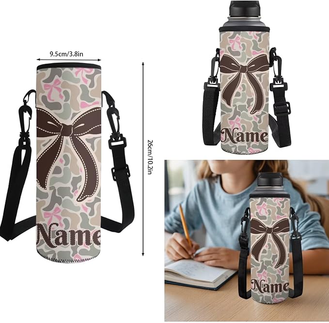 Camo Bow Custom 17 Inch Kids School Bag Set 4Pcs with Lunch Bag | Pencil Case and Water Bottle Holder, Lightweight 600D Durable Fabric, Multi Pockets, for Elementary School Students - Image 7
