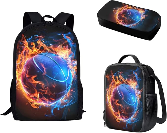 Mumeson Basketball Backpack Water Resistant School Bag Outdoor Casual Rucksack School Bag and Lightweight Lunch Bags Portable Pencil Case Back to School Supplies by Mumeson