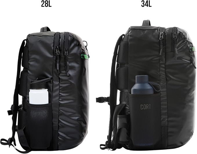 COR Island Hopper 2.0 Travel Backpack, 34L Black | Carry On Backpack for Men & Women, Clamshell Opening, Hidden Passport Pockets, Water Resistant, Laptop Sleeve - Image 8