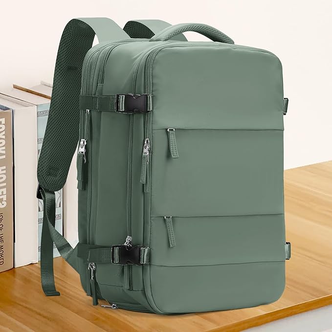 coowoz Large Travel Backpack For Women Men, Carry On Backpack,Hiking Backpack Waterproof Outdoor Sports Rucksack Casual Daypack Expandable Heavy Duty Extra large Backpack Olive Green - Image 2