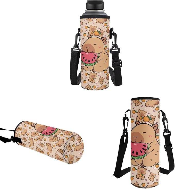 Capybara Watermelon Backpack Set for Girls Include Insulated Lunch Bag and Pencil Box and Water Bottle Bag, Kids 4 Pcs School Bookbag Outdoor Travel Bags Casual Daypack - Image 5