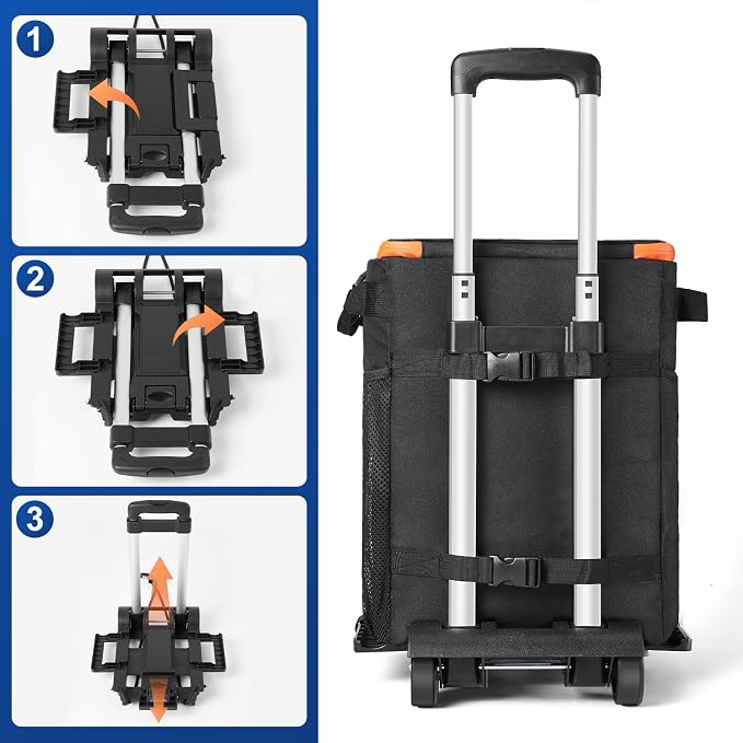 Odoland 72 Can Rolling Cooler Bag with Wheels & Handle, Collapsible Insulated Ice Chest for Beach, Camping & Tailgating - Portable Travel Soft Cooler on Wheels, Collapses for Easy Storage - Image 3