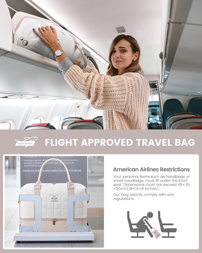 LOVEVOOK Weekender Bags for Women with Shoe Compartment, Carry On Overnight Bag with Toiletry Bag, Personal item travel bag with Wet Pocket, 2Pcs Set - Image 4
