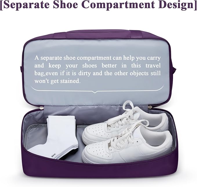Travel Duffel Bag with Shoes Compartment,Weekender Bags for Women Travel | Overnight Carry-On Bag with Toiletry Bag, For Spirit Airlines 18x14x8 Personal Item Bag - Image 5