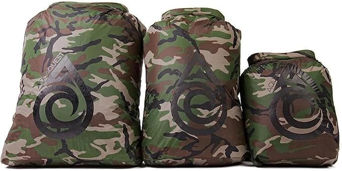 AquaQuest Rogue Dry Bags - 100% Waterproof - 10 + 20 + 30 L, Woodland Camo by AquaQuest