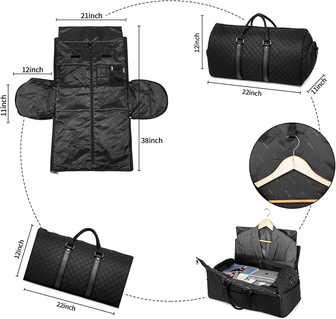 seyfocnia Convertible Carry on Garment Bag for Women, Garment Bags for Travel with Shoe Pouch 2 in 1 Hanging Suitcase Suit Bag for Women Travel Duffle Bag Garment Bag - Image 2
