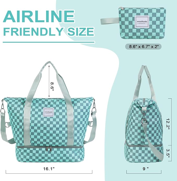 WOOMADA Weekender Bag for Women, Travel Duffel Bags with Shoe Compartment & Wet Pocket, Personal Item Bag for Airlines - Image 2