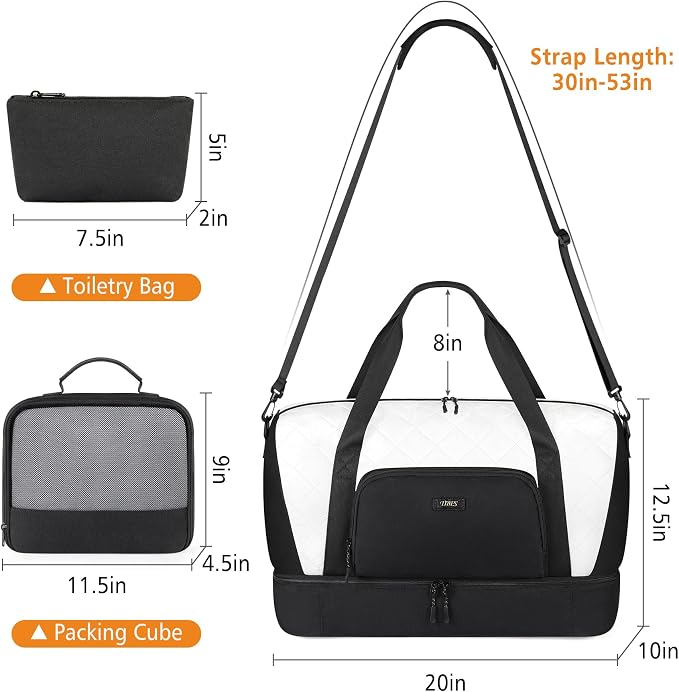 Travel Weekender Bag for Women, 21" Overnight Bag with Shoe Compartment 50L Large Travel Duffel Bag Carry On Tote for Weekend, Overnight, Business Trips, Water Resistant - Image 5