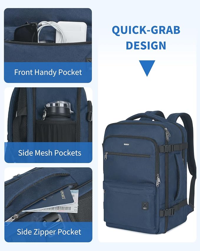 WANDF Travel Backpack For Spirit Airlines Personal Item Bag 18x14x8 with Wet Pocket, 17 Inch Laptop Backpack for Men Women | Frontier Airline Underseat Fit, Fits 17" Laptop, 180°Opening, Travel Backpack - Image 5
