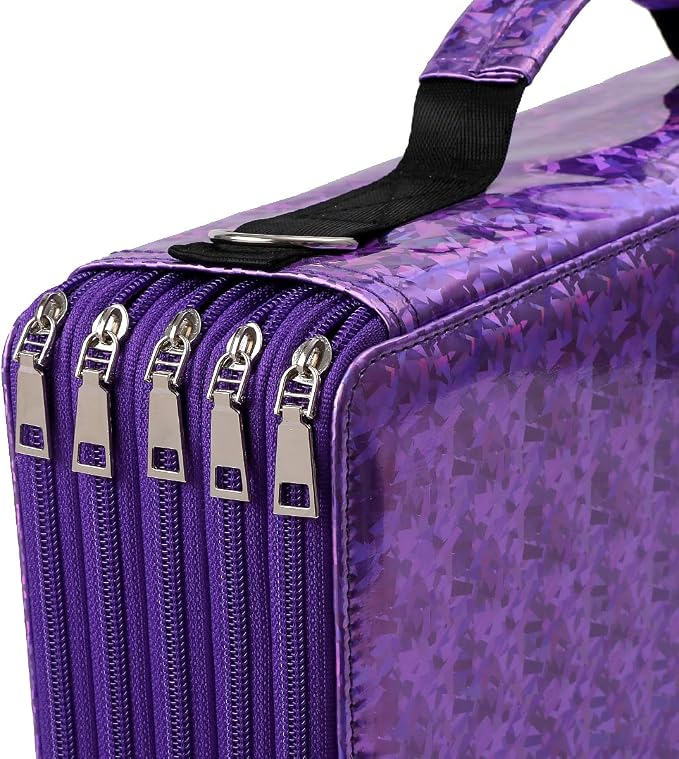 Large Capacity Colored Pencil Case - 600 Individual Slots PU leather with Zipper Closure Portable Organizer for Watercolor Pencils Ideal for Artists（Purple） - Image 3