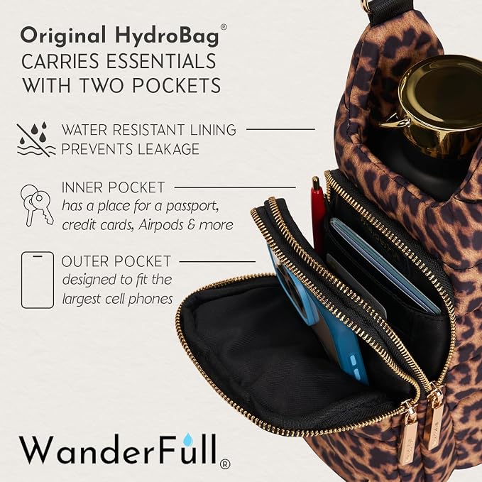 WanderFull® Original HydroBag®, Fits Up to 32 oz Water Bottle Holder with Strap, Gift for Women, Hands-Free Crossbody, Water Bottle Carrier Bag with Phone Pocket - Image 4