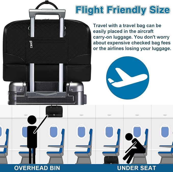 ITIEZY Weekender Overnight Bag for Women - Large Travel Duffel Bag with Shoe Compartment, Gym Duffel Bag Hospital Bag Carry On Tote Bags for Airplanes with Crossbody Bag Toiletry Bag 3Pcs Set - Image 5