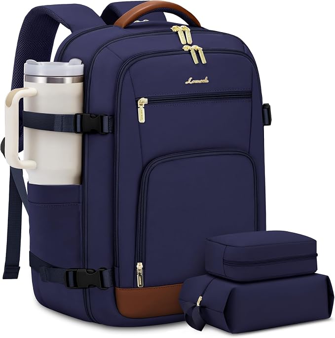 LOVEVOOK Travel Backpack For Women Flight Approved, 40L Large Carry On Backpack, Personal Item Travel Bag for Airplanes, Business 17 Inch Laptop Backpack, Weekender Overnight Daypack, With 2 Cubes by LOVEVOOK