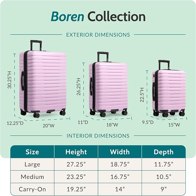 U.S. Traveler Boren Expandable Hardside Rugged Travel Luggage with 8 Spinner Wheels, Lavender, Checked-Medium 26-Inch - Image 2