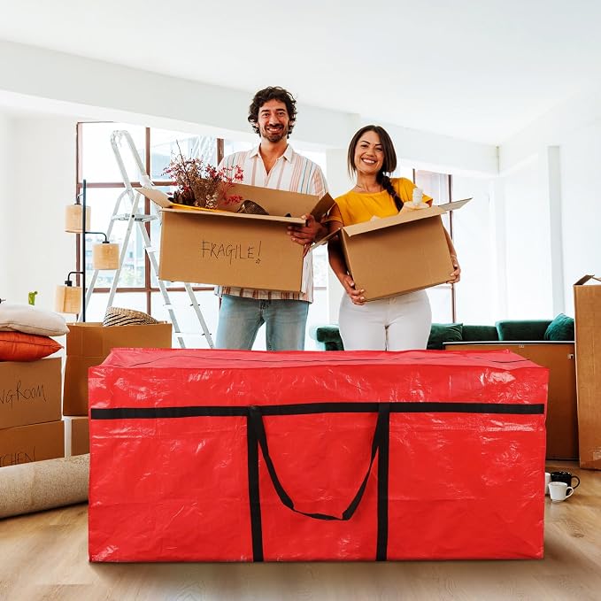 Windyun 4 Pack 177 Gallon Extra Large Moving Bags XXL Heavy Duty Storage Bag with Strong Zipper Handle Jumbo Big Tote Box Foldable for College Dorm Travel Clothes Duffle Blanket Pillow(Red) - Image 6