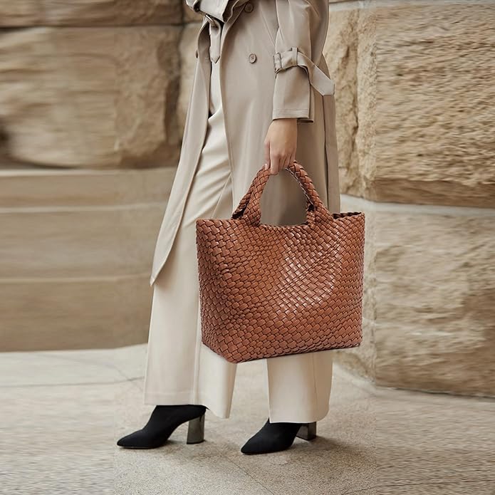 JINMANXUE Fashion Woven Bag Shopper Bag Travel Handbags and Purses Women Tote Bag Large Capacity Shoulder Bags - Image 3