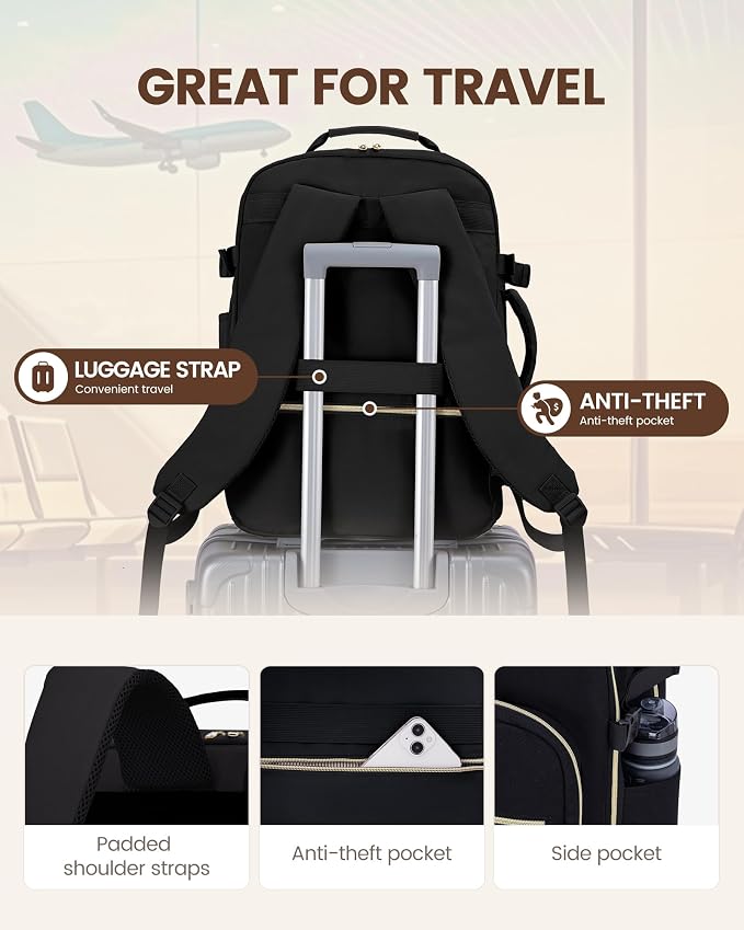 LOVEVOOK 40L Travel Backpack Flight Approved Carry on Backpack,3 Packing Cubes,Waterproof Personal Item Travel Bag,TSA Carry on Luggage Suitcase Travel Essentials,Gifts for Women & Men,fits 17" Laptop - Image 6
