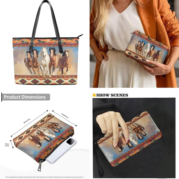 Women Purse Handbags Wallet Sets Leather Shoulder Tote Bag for Women,Top Handle Purse with Wrist Wallet Bag - Image 5
