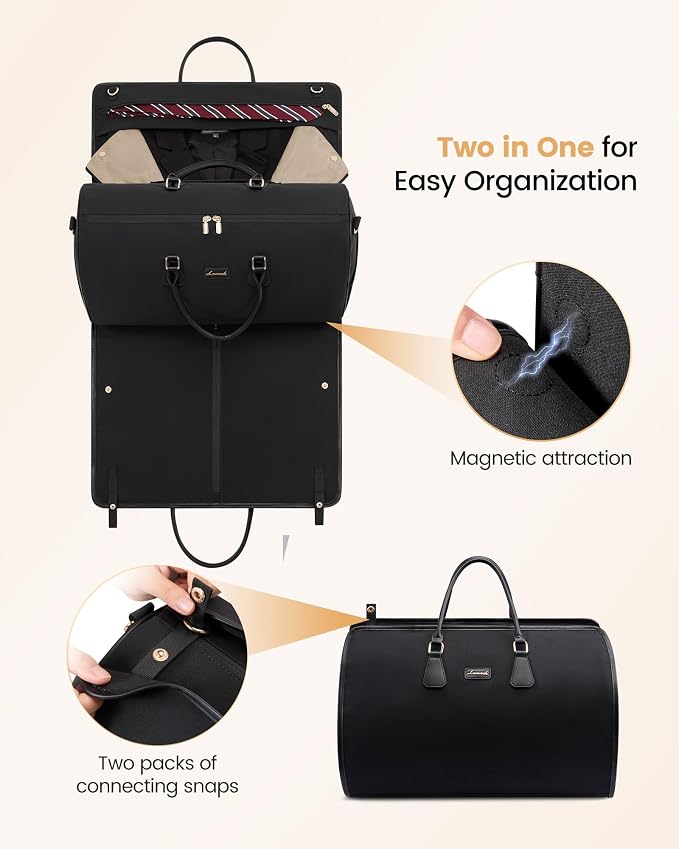 LOVEVOOK Convertible Travel Duffle Bag for Women Men,2 in 1 Garment Bag for Travel with Shoe Pouch,Overnight Weekender Carry On Duffel Bags for Airplane,Hanging Suitcase Suit Dress Business for Trip - Image 3