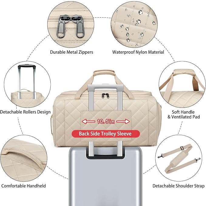 Rolling Garment Bags for Travel - Carry on Convertible Garment Duffle Bags with Wheels for Men Women, 4 in 1 Large Travel Duffel Bags with Shoes Compartment Hanging Suit Dress Weekender Bag 4pcs Set - Image 6