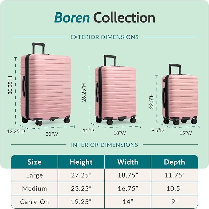 U.S. Traveler Boren Expandable Hardside Rugged Travel Luggage with 8 Spinner Wheels, Rose Pink, Checked-Large 30-Inch - Image 2