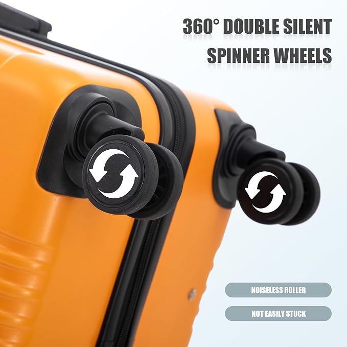GDFStudio 20/24/28 Inch 3 Piece Luggage Set, ABS Hard Shell Spinner Suitcase with 360° Silent Wheels,TSA Combination Lock, Large Capacity Travel Luggage with Retractable Handle,Carry On,Orange - Image 9