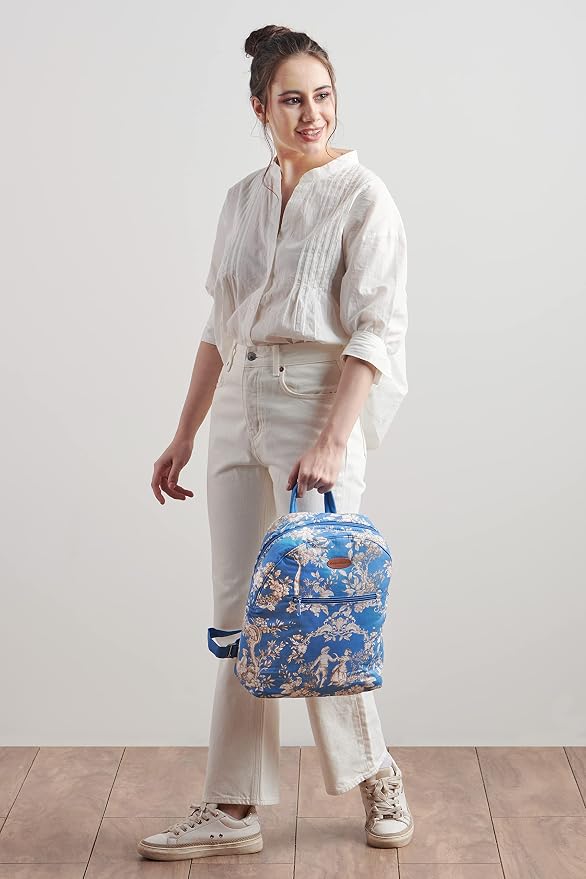 Maison d' Hermine Backpack for Women Men Cotton Shoulder Multipurpose Rucksack with Small Pouch Lightweight Multi Pocket Bag for Travel Work Beach Perfect for Spring Summer (Joli Jouy - Blue) - Image 8