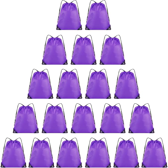 Grneric 20 Pieces Drawstring Backpack Bulk Cinch Sackpack Ployster Drawstring Bags for Gym Party Trip(Purple) by Grneric