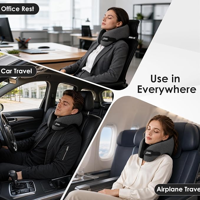 Ergonomic Travel Pillow,100% Memory Foam Travel Neck Pillow for Airplanes | 360 Neck & Chin Support Airplane Pillow For Long Flights,Airplane Travel Essentials With 3d Eye Mask, Earplugs,Carry Case - Image 8