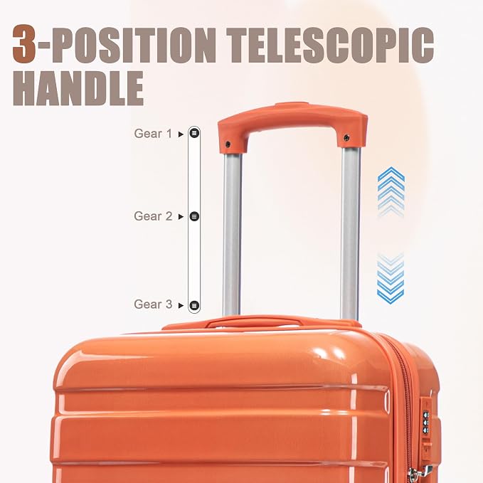 GDFStudio 14/20 Inch 2 Piece Luggage Set,PC Hard Shell Spinner Suitcase,Combination Lock,360° Silent Wheels, Retractable Handle,Carry On Travel Luggage with 14” Cosmetic Case,Gradient Blue-Red - Image 7