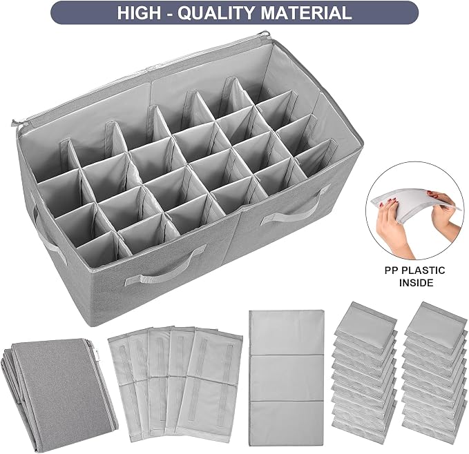 Moteph Shoe Organizer Closet Storage Solution with Clear Cover & Adjustable Dividers for Shoes, Handbags, Blankets, Linen, Clothing (Large - 24 Pairs, Grey) - Image 3