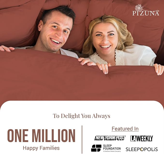 Pizuna Pure 100% Cotton Flat Sheets Only Queen Brick Red (1 PC), Luxurious 400 Thread Count Long Staple Cotton Sateen with 4" Hem (Combed Queen Flat Sheet Only Cotton) - Image 2