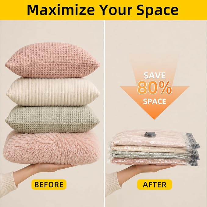 16 Pack Vacuum Bags for Travel with pump Vacuum Storage bags for clothing | Rechargeable Inflation & Deflation Dual Use Reusable Space Saver Bags cordless travel vacuum bag set for Luggage and Suitcase - Image 4