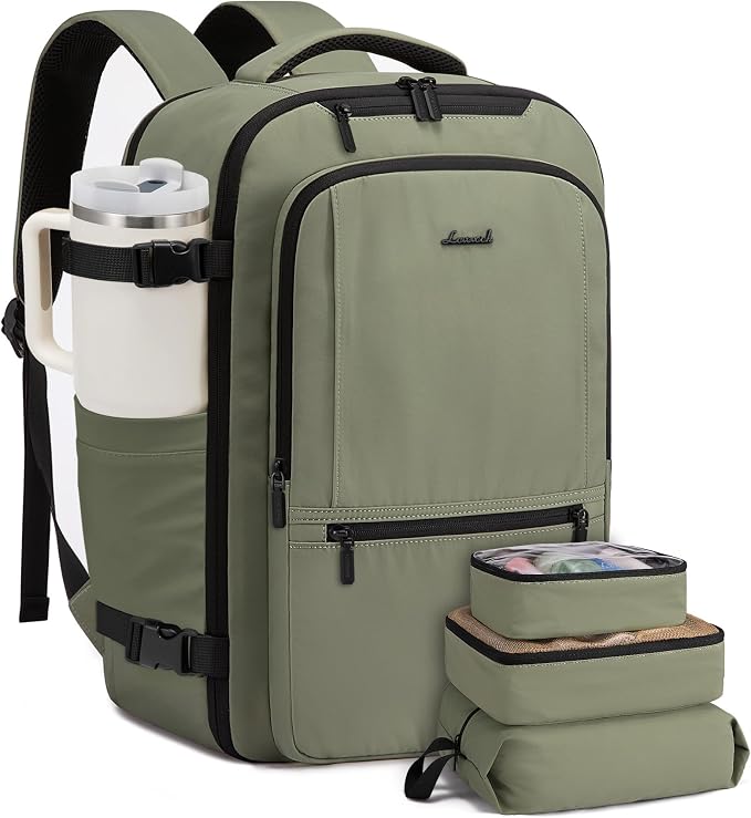 LOVEVOOK Travel Backpack for Women & Men, 50L Large Carry On Backpack Airline Approved, TSA Personal Item Weekender Bag, Water Resistant Laptop Backpacks with 3 Packing Cubes for Travel Essentials by LOVEVOOK