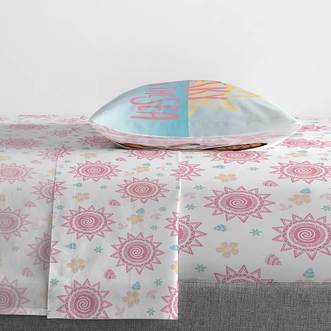 Disney Moana Twin Comforter Set 5 Piece Kids Bedding for Girls, Multi | Bed in a Bag, Comforter Sheets Sham Pillowcase, Official Brand, Soft Microfiber, Machine Washable, Easy Care, Girls Gift - Image 4