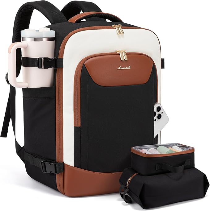 LOVEVOOK 40L Travel Backpack for Women Men, Large Carry on Backpack for Airplanes TSA Personal Item Travel Bag fits 15.6" Laptop, Waterproof Weekender Essentials Airline Approved with 2 Packing Cubes by LOVEVOOK