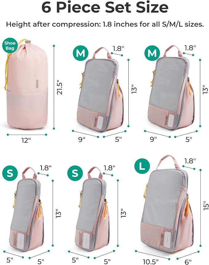 BAGSMART 6 Set /4 Set/2 Set Compression Packing Cubes for Travel, Lightweight Luggage Organizer Bags, Durable Space Saver Bags Travel Essentials - Image 3
