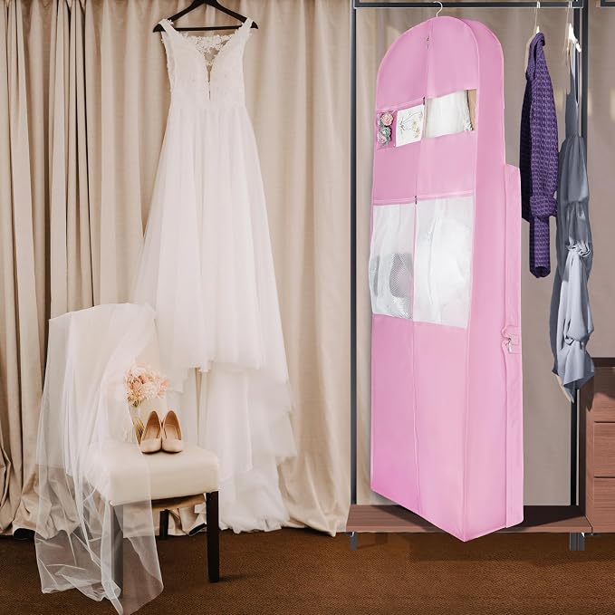 Zilink 72" Wedding Dress Garment Bag Bridal Gown Garment Bag Wedding Dress Travel Bag with 12”Gusseted and Accessory Pockets for Wedding Dress, Puffy Gowns [Upgraded Version] - Image 2