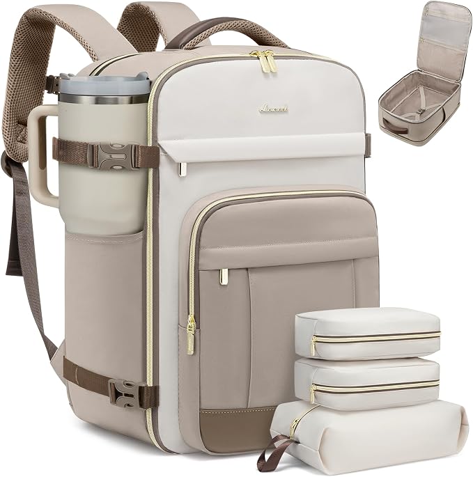 LOVEVOOK 50L Travel Backpack for Women & Men - 18 Inch Carry On Backpack & Personal Item Backpack for Airlines, Spacious and Durable Design, with 3 Packing Cubes by LOVEVOOK