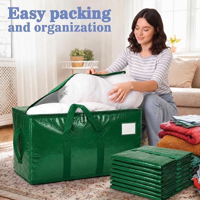 Songrey Heavy Duty Moving Bags, 8 Pack Large Storage Bags with Zipper & Handles, Waterproof Totes Bags for Clothes Packing, Moving, College Supplies, Home Organization - Image 5