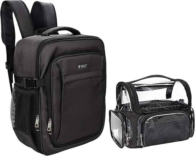 Relavel Professional Makeup Case Makeup Backpack and Clear Makeup Brush Case for Makeup Artists, Durable Water-resistant Material, with Shoulder Strap and Adjustable Dividers Black by Relavel