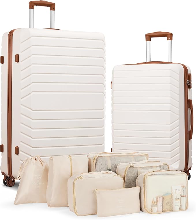 Luggage Sets 2 Piece, 9 Piece Travel Suitcase Set, 20 inch Carry on Luggage, 28 inch Checked Luggage for Women with 7PC Organize Bags by Suitour