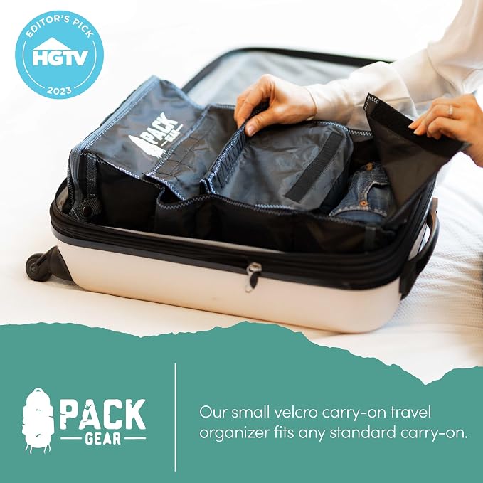 Pack Gear Hanging Luggage Organizer - Our Carry On Closet Insert Fits Any Carry-On - Our Hanging Luggage Organizer Uses Velcro to Allow Quick Access to your Clothes (Solid Black) - Image 6