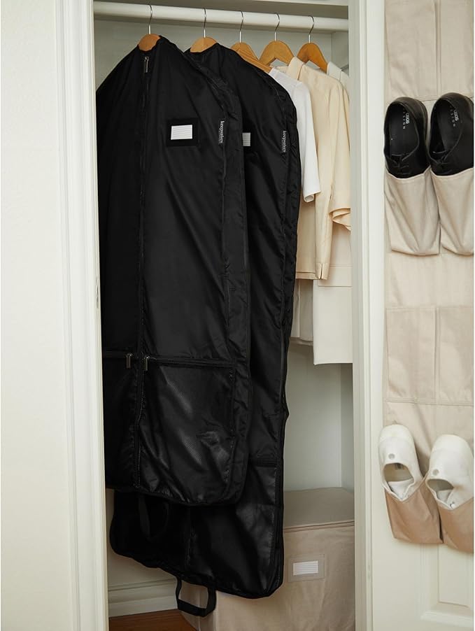 Covermates Deluxe Garment Bag Set for Closet Storage & Travel – Heavy Duty Hanging Suit & Dress Bags with ID Window, Accessory Pockets & Carrying Handles – Premium Wardrobe Protection, Black - Image 4