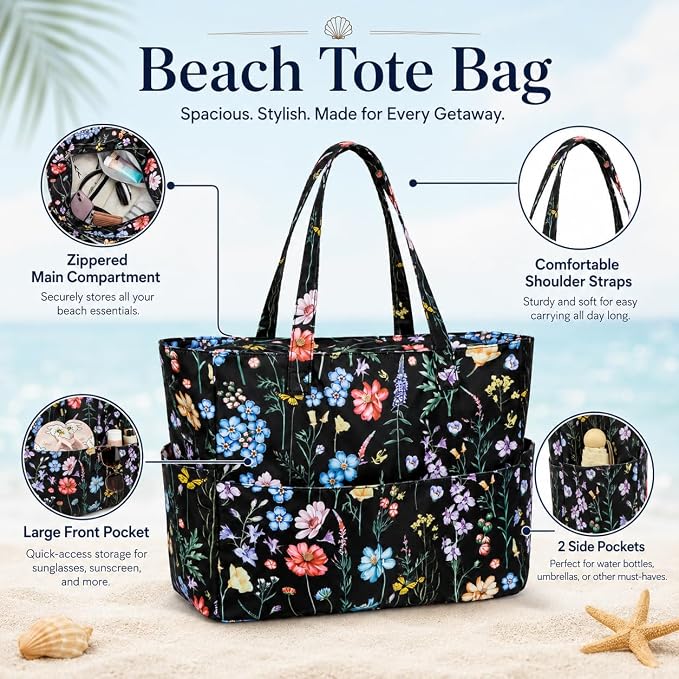 Bluboon Waterproof Beach Tote Pool Bags for Women Ladies Extra Large Carry On Bag With Wet Compartment for Weekender Travel - Image 7